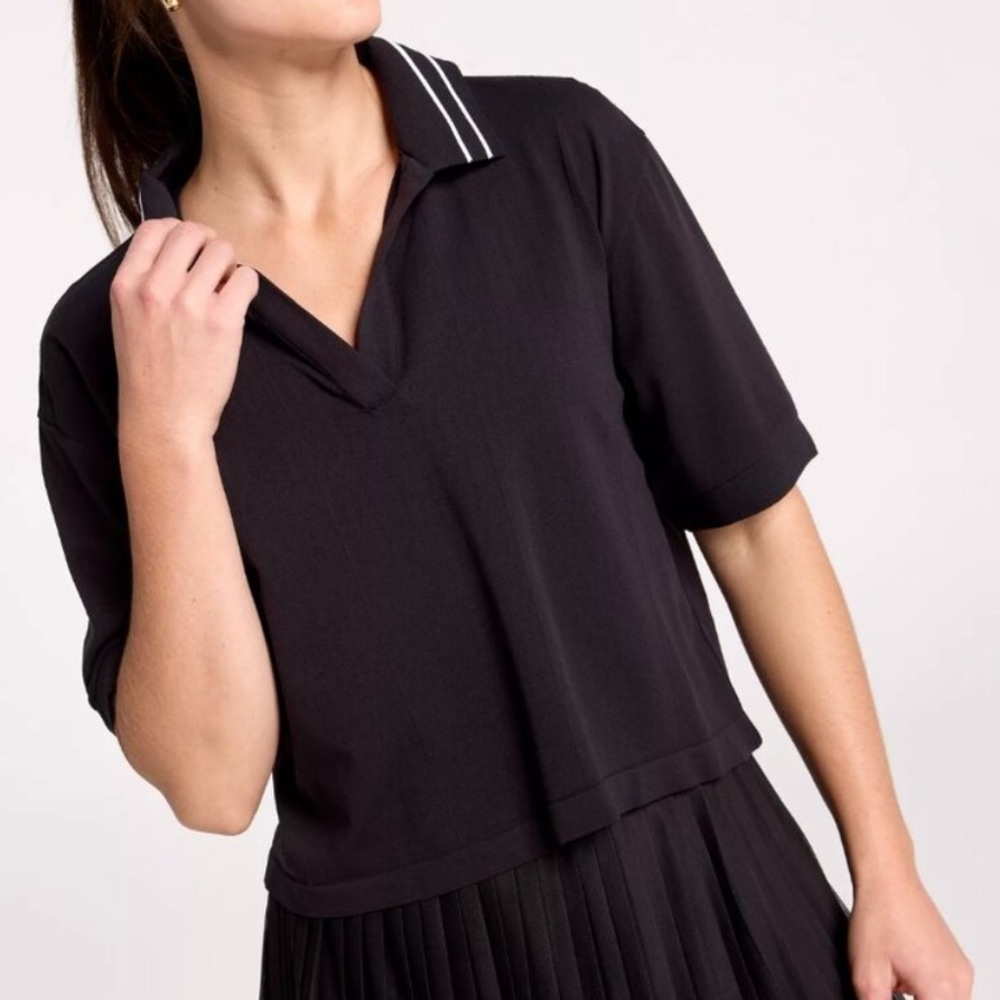 BRAND NEW- CALIA Black Seamless Tipped Polo Pure Black
